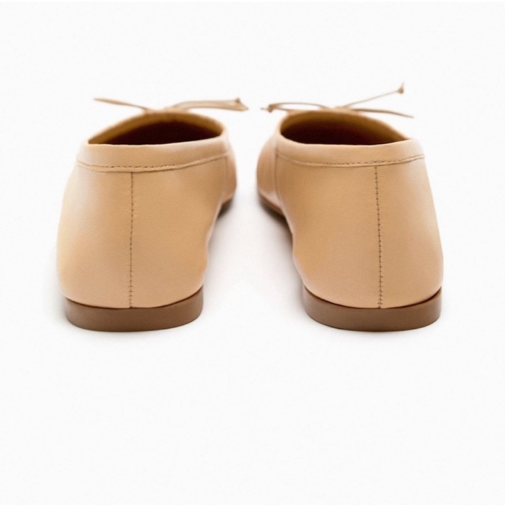 Zara Leather Ballet Flats with Bow - Picture 3 of 8